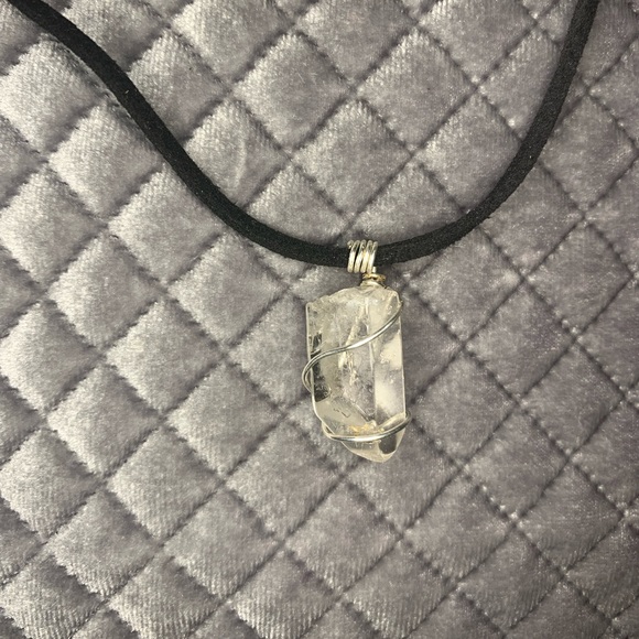 [SOLD] Wire Wrapped Crystal Quartz Pendant Necklace - Picture 2 of 6